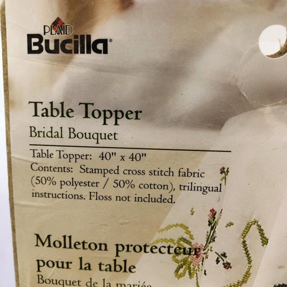 Bucilla Plaid Table Topper Bridal Bouquet Stamped Cross Stitch Kit - Picture 2 of 3